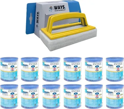Produktbild von Intex - Sparpackung - H-Filter Passend für Filterpumpe 28602GS - 12 Stück & WAYS Scheuerbürste