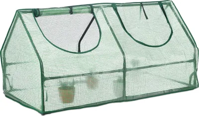 Immagine prodotto di Serra da semina in plastica Relaxdays, HBT: 60 x 120 x 60 cm, 2 finestre, tetto a punta, serra da semina, coltivazione, serra, PE, verde scuro
