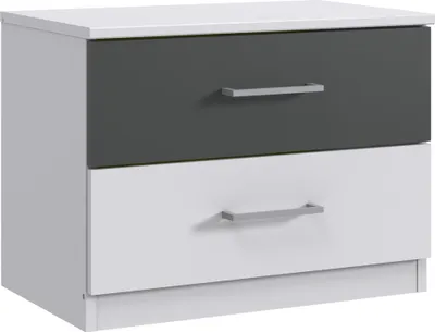 Produktbild von Nachtschrank >ANGIE< in WEISS + GRAPHIT - 52x40x38cm (BxHxT)