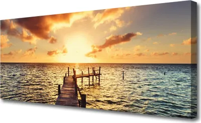 Produktbild von Tulup Leinwand-Bilder 125x50 Wandbild Canvas Kunstdruck Sonne Brücke Meer Architektur