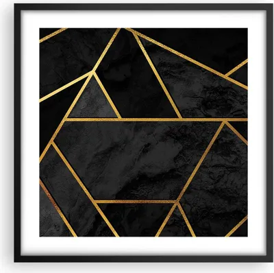 Produktbild von Gerahmtes Poster - Schwarzer Rahmen - Abstraktion Gold Schwarz - 50x50 cm - Wand Bild - Wanddeko - Wandbilder - Wandposter - Bilderrahmen - Bilder - Kunstdruck - Wandbild - P2BAC50x50-4358