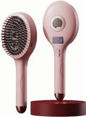 Productafbeelding van Elektrische massageborstel voor haar en hoofdhuid - 4 massageprogramma's - LCD-display - Oplaadbaar - Roze - met essencespray - 4 massageprogramma's
