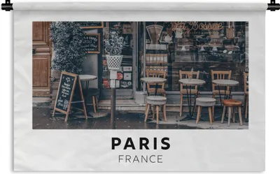 Produktbild von MuchoWow® Wandteppich Wandbehang Paris - Frankreich - Cafe 90x60 cm Tapisserie Dekoration Wandtuch - Wandskulpturen - Bildteppich