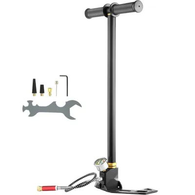 Image de Pompe à air manuelle 4500 psi Pompe pour fusil à air comprimé 310Bar Pompe PCP - Pompe manuelle à 3 étages pour chargeur de fusil à main - Pompe à étrier à trois étages - Kit complet d'accessoires.