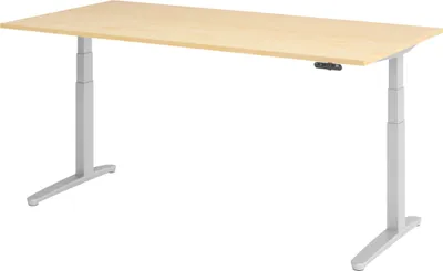 Produktbild von bümö Schreibtisch elektrisch XBHM - Nachbildung Ahorn, Gestell: Silber, Größe:  200 x 100 cm