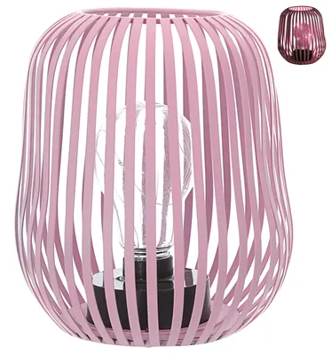Produktbild von LED Solar Laterne Streben pink 15x17cm Eisen Kunststoff 5 LEDs warmweiß Gartenlaterne Windlicht Leuchte Gartendekoration
