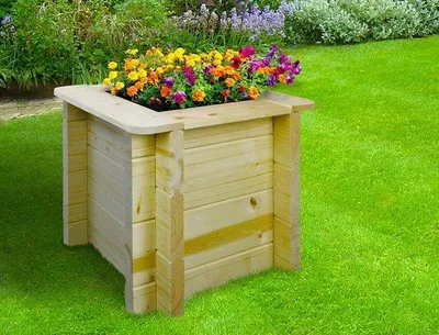 Obrázek produktu pro Zahradní truhlík z masivního dřeva – na balkon a terasu – na květiny, bylinky a zeleninu – tloušťka 28 mm – 38 x 38 x V 35 cm – M610.