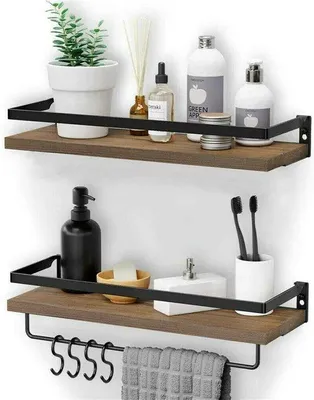 Immagine prodotto di Set di mensole da parete in stile industriale - Legno - 40x15x7,5 cm - Soggiorno - Camera da letto - Mensola da parete