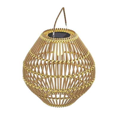 Produktbild von LED Solar Gartenlaterne mit Lichtsensor Trommel-Design Rattan Solarlampe für Garten Balkon