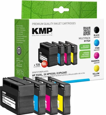Immagine prodotto di KMP MULTIPACK H174V - confezione da 4 pezzi - formato XXL - nero, giallo, ciano, magenta - compatibile - cartuccia d'inchiostro (alternativa a: HP 932XL, HP 933XL)