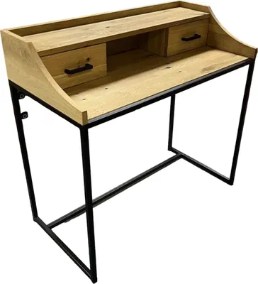 Immagine prodotto di Scrivania Casa Dolce BALCIA, marrone, 100x50x94 cm, 1 ripiano sopra il piano del tavolo, 2 cassetti, struttura in metallo nero