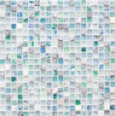 Produktbild von Mosaikfliese Transluzent grünblau Glasmosaik Crystal Stein Cream grünblau MOS92-XCR1501