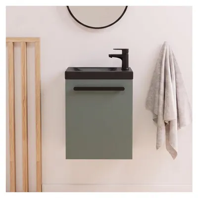 Image de Ensemble lave-mains suspendu NEVADA avec robinet noir
