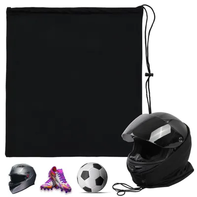 Produktbild von Helmtasche mit Kordelzug Schwarz 44x48 cm Polyester für Ski- und Motorradhelme