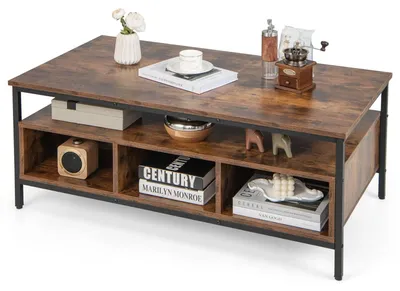 Immagine prodotto di Tavolino da salotto - Tavolino da caffè - Tavolino per divano - Tavolino per il soggiorno - Tavolino in stile industriale - Struttura in metallo - 110 x 60 cm