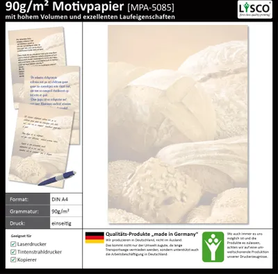 Produktbild von Motivpapier Briefpapier (Brot-5085, DIN A4 25 Blatt) Brötchen Bäckerei Konditorei Kaffee Cafe Gastronomie