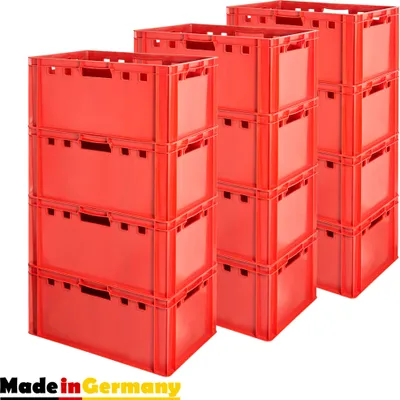 Produktbild von Fleischkiste E3 Fleischkiste Rot Fleischerkiste Fleischkisten Kiste Fleischkiste Eurobox Lebensmittelecht 60 x 40 Metzgerkiste Auswahl Kingpower, Anzahl:12