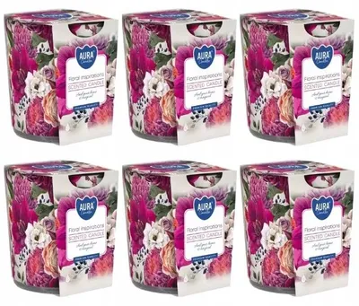 Produktbild von BISPOL AURA Duftkerze im Glas Blumeninspirationen 6er Pack