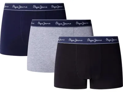 Zdjęcie produktu dla Pepe Jeans Pepe Solid – bokserki, 3 sztuki, wielokolorowe, męskie, rozmiar L, wielokolorowe
