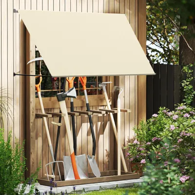 Produktbild von YZNAHRE Fallarmmarkise Markise 350x 145 cm Balkon Markise mit Kordel, Einziehbar Klemmmarkise Alu Stützstange Balkonmarkise Sonnenmarkise Sonnenschutz für Fenster Terrasse Balkon, Beige