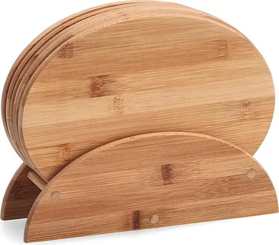 Productafbeelding van Zeller bordenstandaard, 7-delig, ovaal, bamboe, 24x8x19 cm