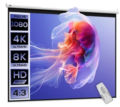 Produktbild von Motorisierte Projektionsleinwand, 4:3 Bildverhältnis, 4K Ultra HD Qualität, 84 Zoll