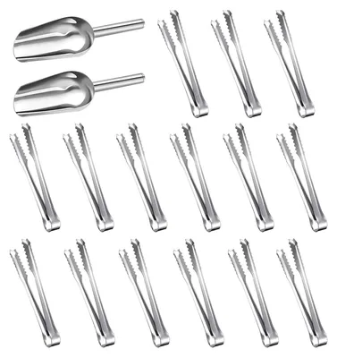 Produktbild von Edelstahl Zuckerzange Set, 15 Stücke Zuckerzange und 2 Stücke Eisschaufel, Edelstahl Süßigkeiten Zange, Candybar Servierzange für Büfett Grill Hochzeit Geburtstage Party