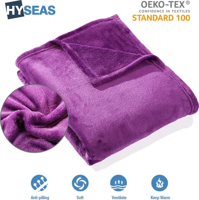 Produktbild von Tagesdecke aus samtweichem Plüsch,  , Fleecedecke Sofadecke Wohndecke  Kuscheldecke Violett 150x200 cm