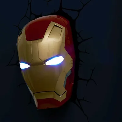 Produktbild von Marvel Avengers Iron Man Maske 3D-Wandlicht mit Wandsticker