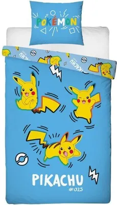 Immagine prodotto di Set di biancheria da letto - POKEMON - Pikachu - Microfibra - 1 copripiumino 140 x 200 cm + 1 federa 63 x 63 cm