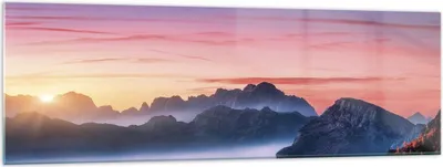 Produktbild von Bilder auf glas - Einteilig - Westen Sonne Berge - 160x50cm - Glasbilder - Wandbilder - Bilder - zum Aufhängen bereit - Wanddekoration aus Glas - Glas Bilder - Wandbild auf Glas - GAB160x50-4525