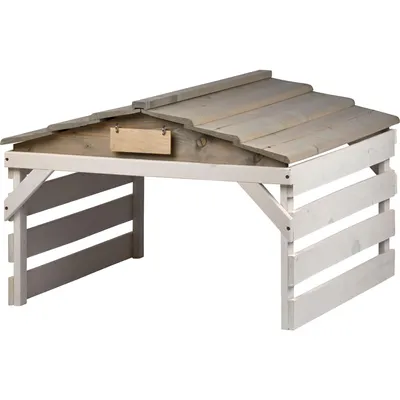Produktbild von dobar Mährobotergarage mit abnehmbarem Dach aus Holz, Unterstand für Automower, 78,5x74x52,5 cm, Fichte, Grau/Weiß