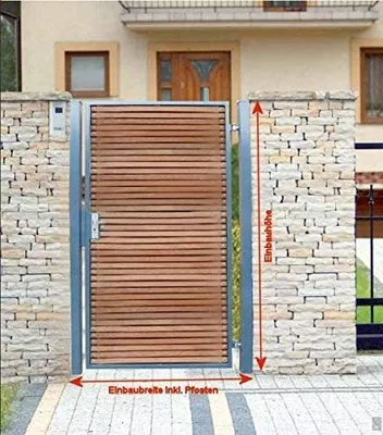 Produktbild von Holz-Tor Gartentor Grau 105cm x 180cm Pforte Hoftor Einfahrtstor Tür Tor Törchen