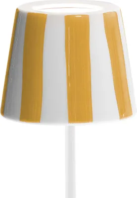 Produktbild von Gelb gestreifte LED-Tischleuchte Poldina Lido, wiederaufladbar und dimmbar mit einer Akkulaufzeit von bis zu 12 Stunden. Für den Außenbereich IP65