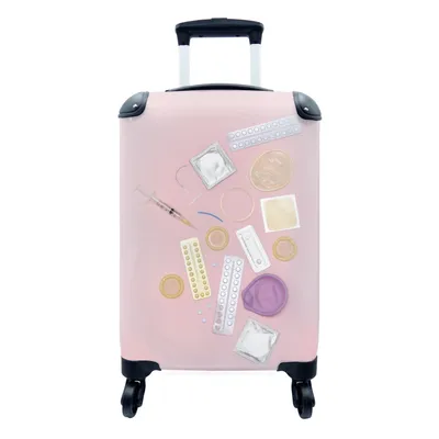 Produktbild von MuchoWow® Koffer Handgepäck Trolley Rollkoffer Kleine Reisekoffer mit 4 Rollen - Verwechslung von Verhütungsmitteln - Cabin Size < 55x40x23 cm & 55x40x20 cm - Fotokoffer - Kabinenkoffer - Boardgepäck - Reise-Box - Reisekoffer - Reisegepäck - Koffer mit Bild - Trolley für Kinder