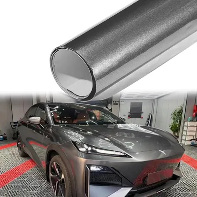 Produktbild von Autofolie Grau Glänzend Metallic mit Luftkanälen 75 x 152 cm