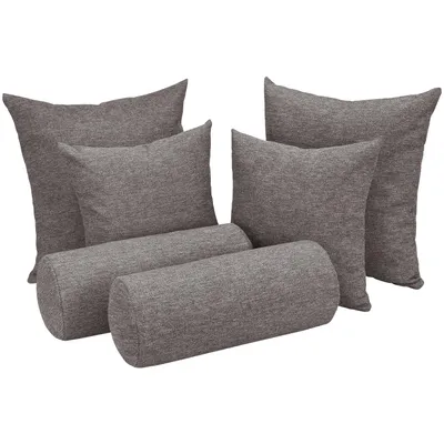 Produktbild von Selfitex 6-teiliges Kissen Set, 2x großes Kissen + 2x kleines Kissen + 2x Nackenrolle, Sofakissen inkl. Füllkissen, Farbe: Braun