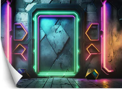 Produktbild von Vlies fototapete Portal Neon Abstraktion Futuristisch 150x105 cm Feeby Lila inkl. Kleber einfache Montage