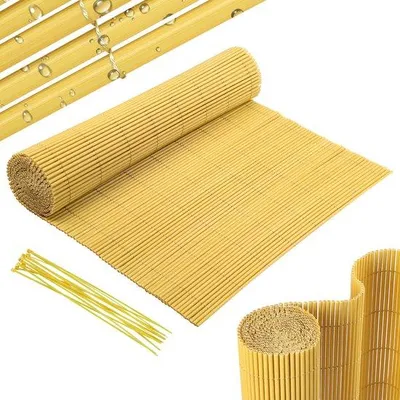 Produktbild von PVC-Übergangsschutz 0,9x4m, Wind- und Wetterbeständig, UV-beständig für Garten und Terrasse, Bambus.