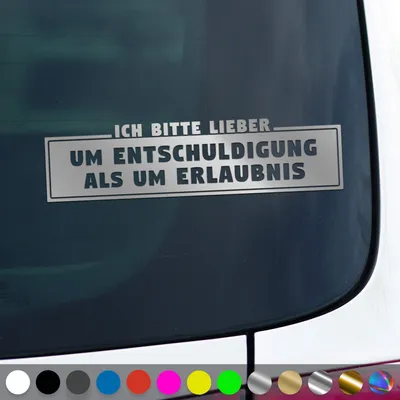 Produktbild von PantherPixel Erlaubnis Aufkleber Verzeihung Entschuldigung Sticker Auto Geschenkidee Farbe Silber