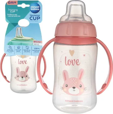 Image de Canpol Babies | Gobelet 320ml - Rose - Avec embout souple en silicone - Rien ne goutte, 6 mois et +