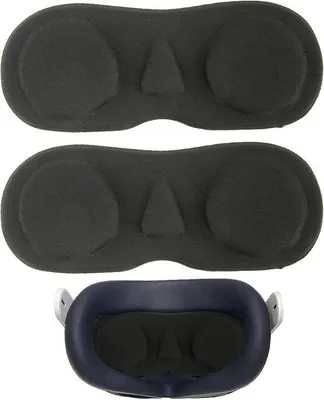 Produktbild von Zwei schützende Schaumkissen für VR-Brille; Accessoires für Pico 4, Meta Quest 3, Quest 2, Oculus Quest und Valve Index; schwarz; hochwertiges Schaumkissen für eine perfekte Passform.
