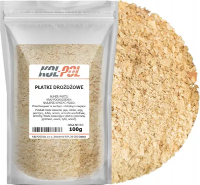 Zdjęcie produktu dla PŁATKI DROŻDŻOWE 100g Drożdże nieaktywne naturalne wysoka jakość Kol-Pol
