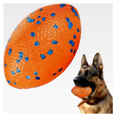 Produktbild von Hundeball, Robustes Hundefußballspielzeug für starke Kauer, großer Rugbyball, schwimmendes Hundespielzeug für Apportierspiele im Wasser, für mittelgroße und große Hunde, orange