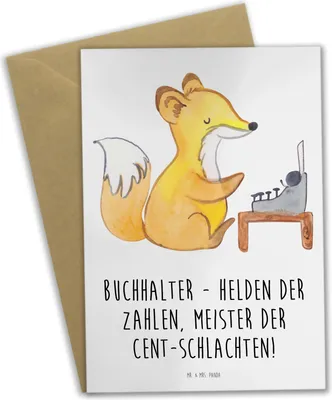 Produktbild von Mr. & Mrs. Panda Grußkarte Buchhalter Helden - Weiß - Geschenk, personalisierte Geschenke, Berufspassion, glückwunschkarten, Beruf, einladungskarten, Cent, Berufsalltag