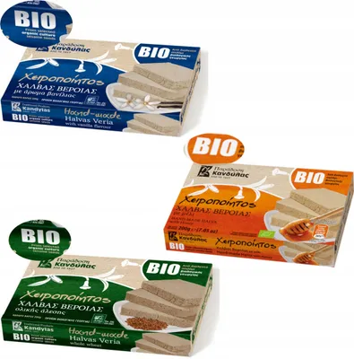 Produktbild von Kandylas Halva 3er Set (3 × 200 g) – Vollkorn, Vanille, Honig – Griechischer -Halva