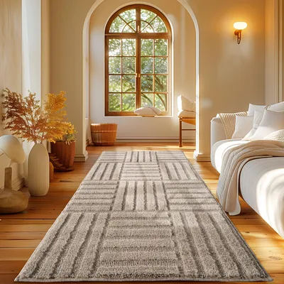Immagine prodotto di Carpetsale24 Tappeto a Pelo Alto per Soggiorno Stile Boho Scandinavo Effetto 3D Shaggy Morbido e Soffice, Dimensioni: 80x150 cm