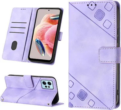 Produktbild von Hülle für Xiaomi Redmi Note 12 4G Prägung Flip Leder Brieftasche Schutzhülle mit Ständer Lila