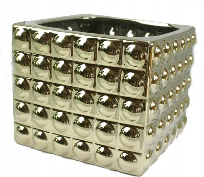 Zdjęcie produktu dla Doniczka ceramiczna osłonka 3D złota gold H15