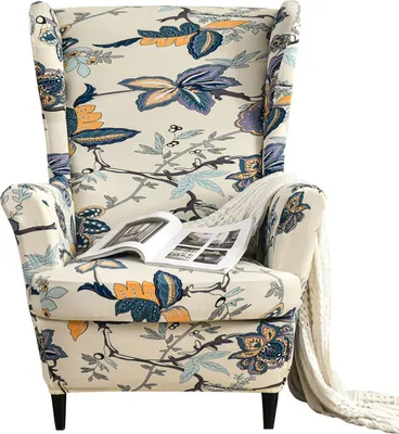 Produktbild von 2 PCS Stretch Ohrensessel Sofa Schonbezug Bedruckte Elasthan Sofabezüge Möbelschutz Rutschfest Weich, Blume
